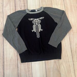 PLACE boys Black and Gray Motorcycle Sweater/size L(10-12)